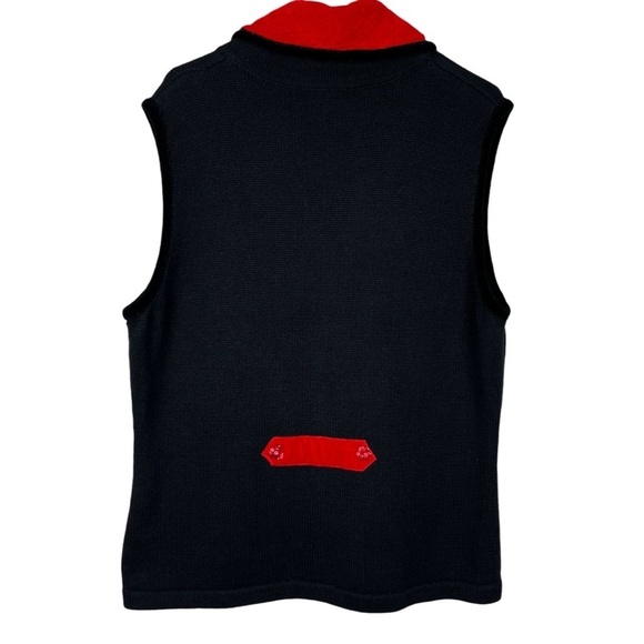 Lisa International Christmas Cardinals Black & Red Sweater Vest Size XL - Picture 2 of 13